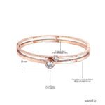 Trendy Stainless Steel 2Pcs Cubic Zirconia Cuff Bangles: Lovers Jewelry Valentine’s Day Gift