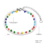 Trendy Double Layer Colorful Stone Charm Bracelet: Stainless Steel Bohemia Beach Chain & Link Bracelet for Women