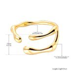 Creative Irregular Open Ring – 316L Stainless Steel, Real Gold Plated, Waterproof Jewelry for Women, Anillos