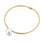 Chic Pearl Choker Necklace - Trendy Stainless Steel, Big Simulated Pearl, 18K Gold Plated, Anti-Allergic Neck Jewelry for Women