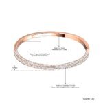 Elegant Rhinestone Cuff Bangles - Stainless Steel, Rose Gold Color, Three-Sided Design, Lovers Jewelry for Valentine's Day Gift