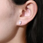 Pear Shape Milky Blue Moonstone Stud Earrings – 925 Sterling Silver, Rose Gold Accent, June Birthstone for Women