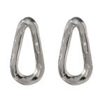 Minimalist Metal Oval Stud Earrings - Trendy Stainless Steel, Geometric Fashion, 18K Jewelry, Anniversary Gift, Waterproof