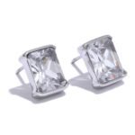 Delicate AAA Cubic Zirconia Square Stud Earrings - Stainless Steel, 18K PVD Plated, Trendy Daily Jewelry for Women, Gala Gift