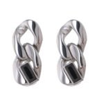 Stainless Steel Chain Stud Earrings - Delicate Cubic Zirconia, Stylish Metal, Unusual Design, Aretes De Mujer, New Arrival