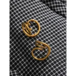 316L Stainless Steel Geometric Stud Earrings – Statement Twist Metal, Unusual Fashion, Waterproof Jewelry for Women, Gift New