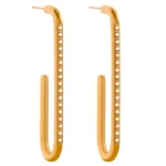 Big Long Gold Color Earrings: Stainless Steel, Women's Imitation Pearl, Waterproof Statement, Exaggerated Fashion Jewelry for Party