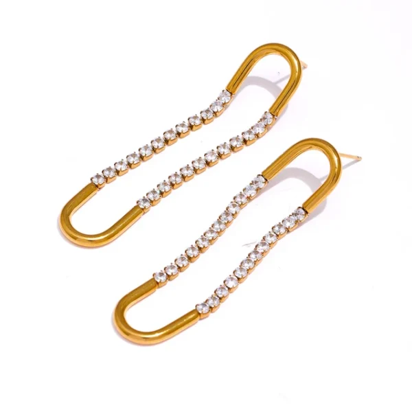 Temperament Cubic Zirconia Earrings: Stainless Steel, Luxury Long Drop, Women's Party Jewelry