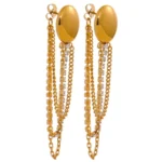 Fashion Tassel Drop Earrings: Stainless Steel, Golden Chain, Cubic Zirconia, Long Party Earrings for Women Jewelry
