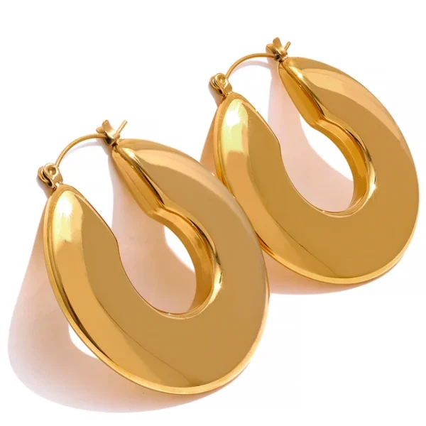 Cozy Minimalist Hollow Hoop Huggie Earrings - Stainless Steel, 18k Gold Plated, Waterproof