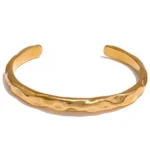 Chic Open Charm Bangle: Minimalist Gold Color Stainless Steel Bracelet