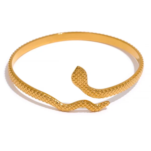 Snake Fashion Bracelet: 316 Stainless Steel, Open Charm Bangle, Golden Wrist Jewelry, Animal Statement, Waterproof
