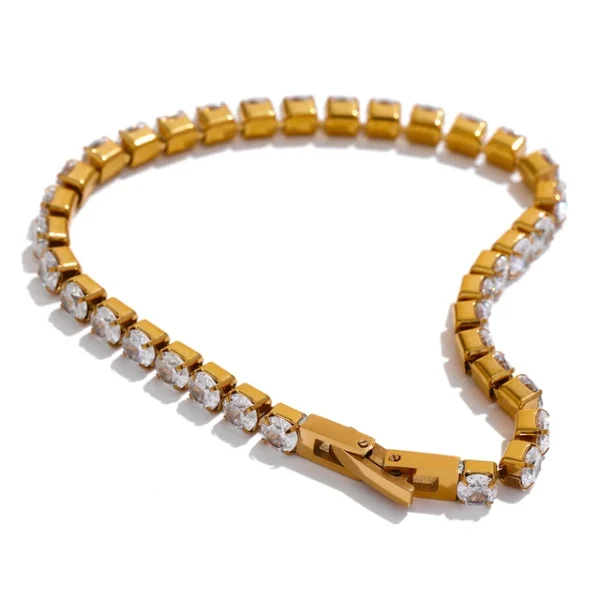 Luxury Charm Bracelet: Stainless Steel Cubic Zirconia Tennis Chain for Women, AAA Bangle, Fashion Bling Bijoux Femme Gift