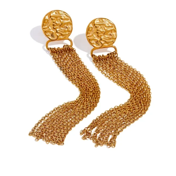 Long Tassel Drop Earrings: Stainless Steel, Waterproof, Women's Temperament Fashion Jewelry, Gold Color, Bijoux 1