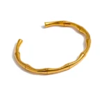Metal Texture Bamboo Bracelet: Waterproof Stainless Steel, 18K Gold Plated Charm, Fashion Jewelry for Bijoux Femme